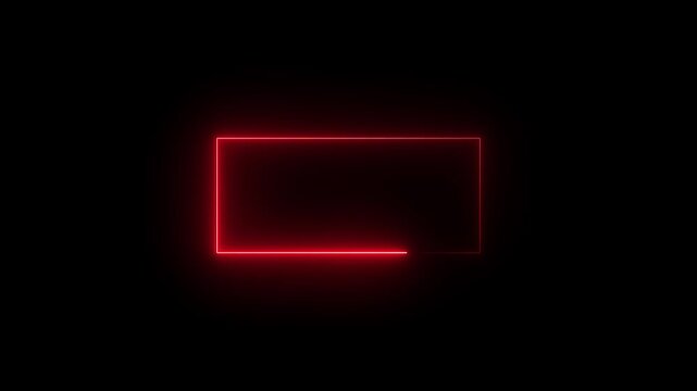 Bright red rectangular neon outline on a black background abstract border