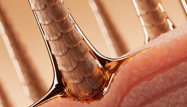 Extreme close-up of human skin hair follicle structure with follicle microscopic dermatology physiology structure
