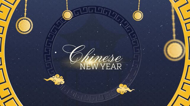 Chinese New Year Typography, Concept Blue Background