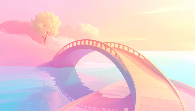 Dreamy Pastel Bridge at Sunrise
