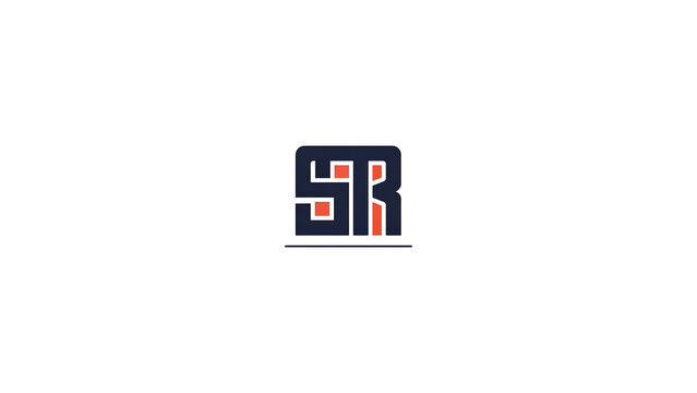 Dark blue and orange sr monogram on a white background, isolated on a, transparent background