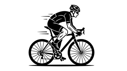 Obraz premium Cyclist Riding Bicycle, Sports Silhouette, Vector Illustration, Speed and Fitness Concept