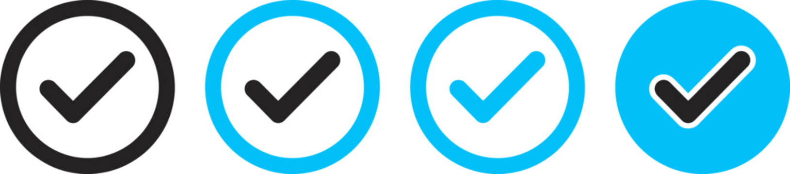 Four check marks in circles with different colors