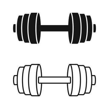 Dumbbell icon in flat style. Gym equipment vector illustration on isolated background. Weightlifting sign business concept.