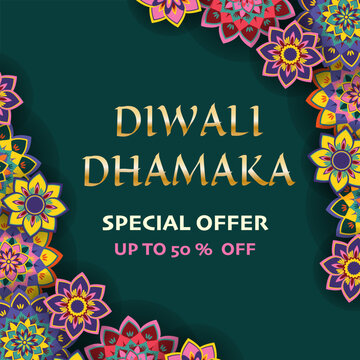 Diwali Dhamaka Sale design template for advertisements, special offers, marketing, discount poster
