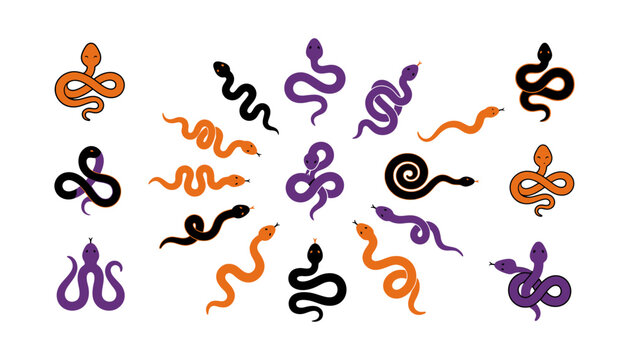 Halloween clipart bundle snakes cobras and vipers spooky vector graphics