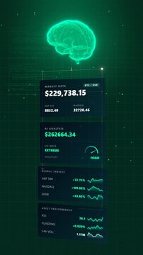 Expansive wide angle surveying a bull market trading terminal featuring a glowing green financial data interface inside a comprehensive quantitative trading panels displaying English metrics.