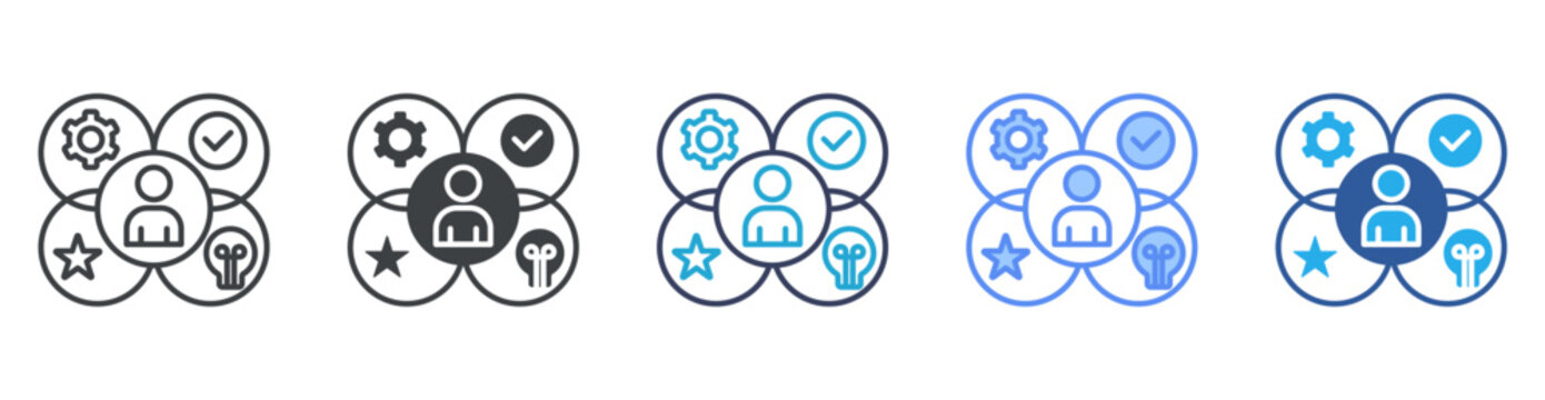 Competence icon set multiple style collection