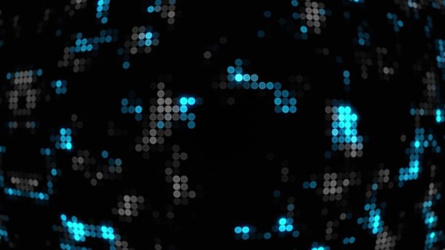 Abstract digital halftone dot pattern background with glowing cyan and grey lights