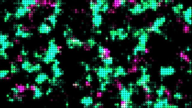 Abstract dot pattern digital background with cyan and magenta glowing lights