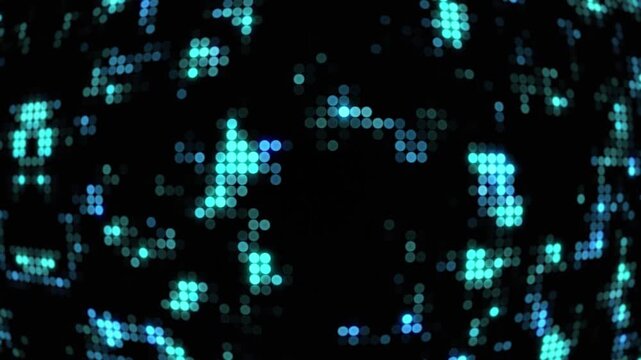 Glowing lights abstract dot pattern digital background in cyan blue