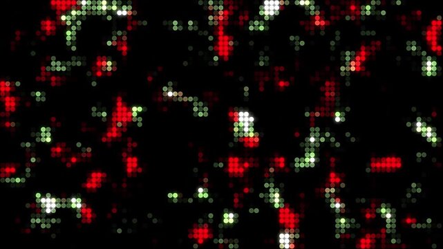 Halftone dot pattern digital abstract background with red and green glowing lights