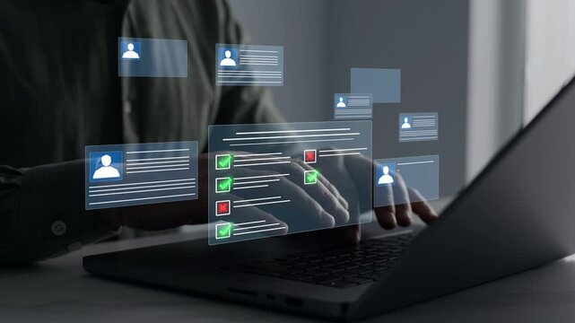 Human resources workflow showing employee hiring, approval stages, resume screening and final selection in business recruitment process.
