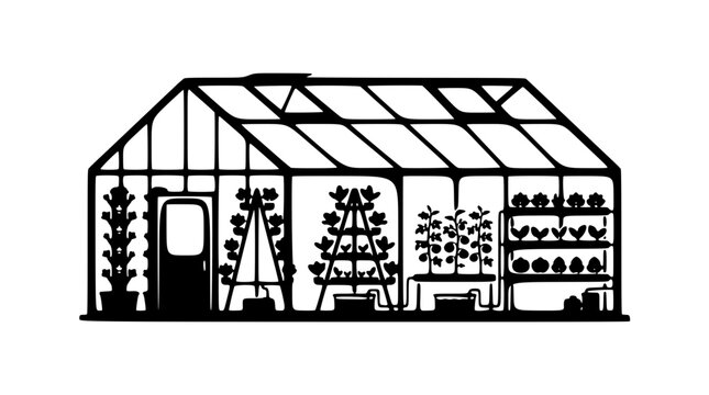 Hydroponic greenhouse silhouette