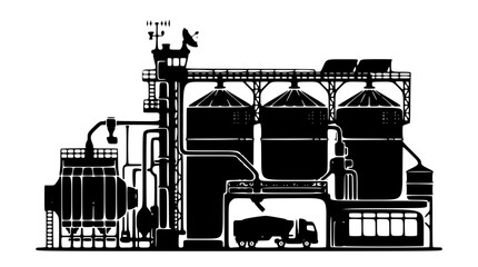 Smart grain silo silhouette © BlackStarCreations