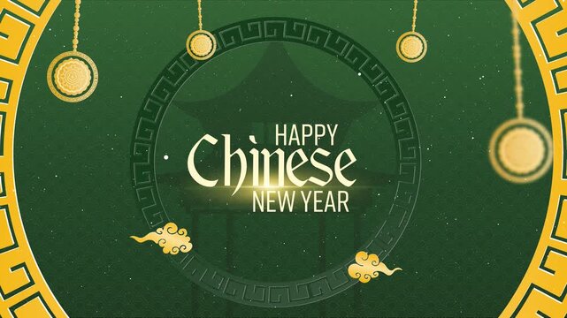 Happy Chinese New Year Typography, Concept Green Background