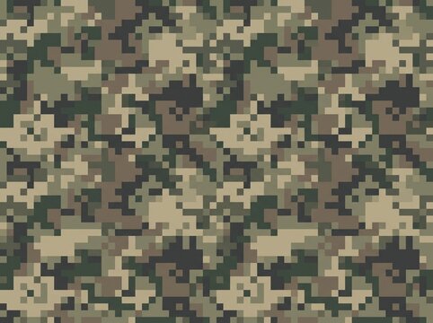 Digital Pixel Camouflage Seamless Pattern Background