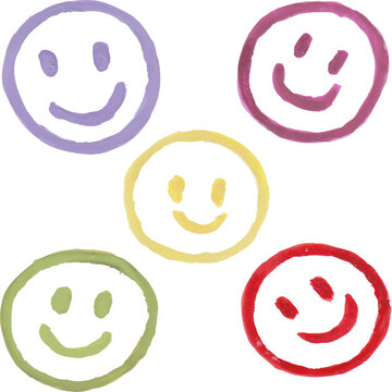 Smiley Face Elements Set Watercolor