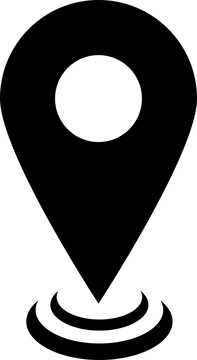 Black location pin icon on transparent background