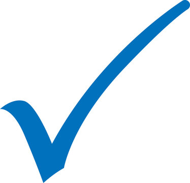 Blue checkmark symbol on transparent background