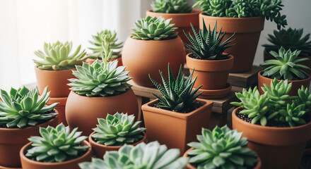Fototapeta premium Vibrant Indoor Spring Succulent Stand