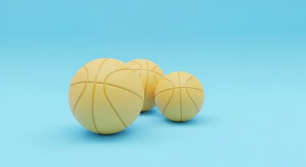 Fototapeta premium yellow basketballs on blue background