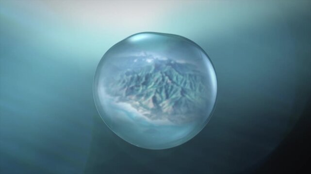 Close-up of a water drop &ndash; an essence ball falls onto the surface, releasing moisturizing liquid that penetrates the skin. Concept skincare beauty solution for cosmetic ads. 3D animation.