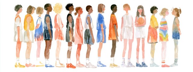 Fototapeta premium Diverse Athletes from Various Backgrounds Standing Together in Unity for Sports and Team Spirit Representation