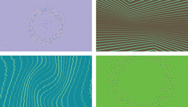 Varied collection of digital background textures showcasing complex geometric structures dotted layouts wavy lines and artistic shapes for visual design
