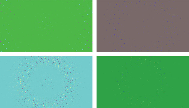 Abstract graphic pack containing dotted gradient fields small shape clusters and flowing particle textures for professional web and print design work