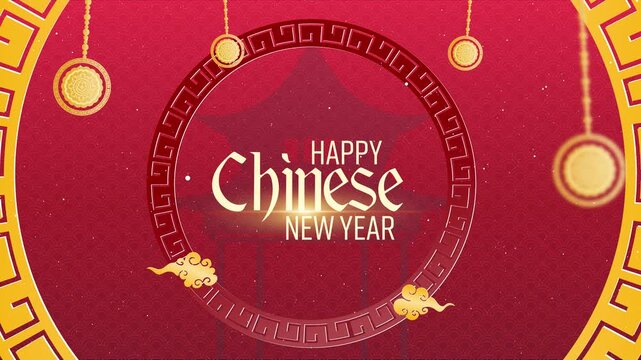 Happy Chinese New Year Typography, Concept Red Background