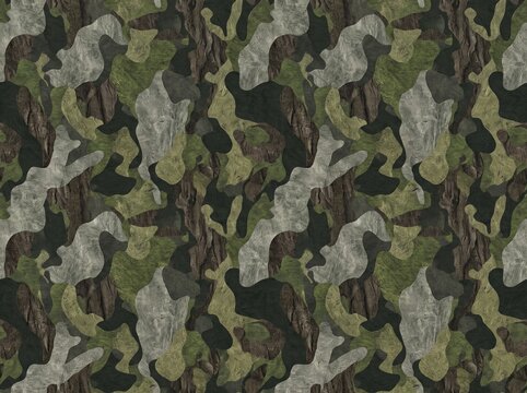 Seamless Woodland Camouflage Pattern Background for Tactical Apparel and Streetwear