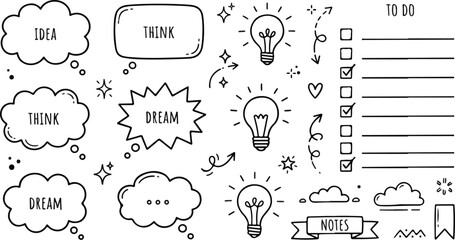 To do list planner layout with creative thought cloud stickers © SHARMIN