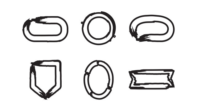 Selection of hand drawn sketch frames and geometric borders for versatile creative work.