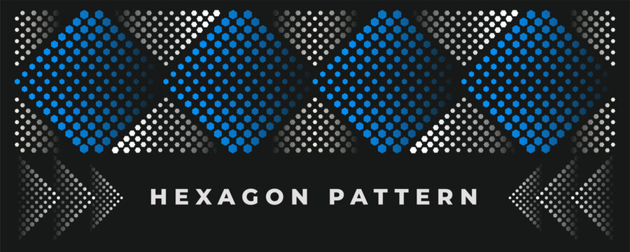 Pattern white background with hexagon blue geometric for banner shape sport. Dynamic abstract graphic with design backdrop texture for soccer football tech. Modern rhombus print.