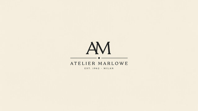Atelier marlowe with am monogram on a beige background, isolated on a, transparent background