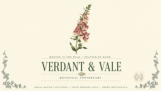 Botanical apothecary featuring a foxglove flower isolated on a transparent background