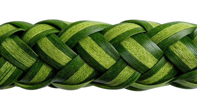 Intricately woven seagrass leaf sheath pattern on white background