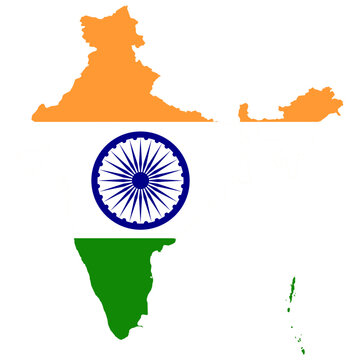 India Flag in India Map Silhouette Flat Vector Illustration Isolated for Country and Political Icon