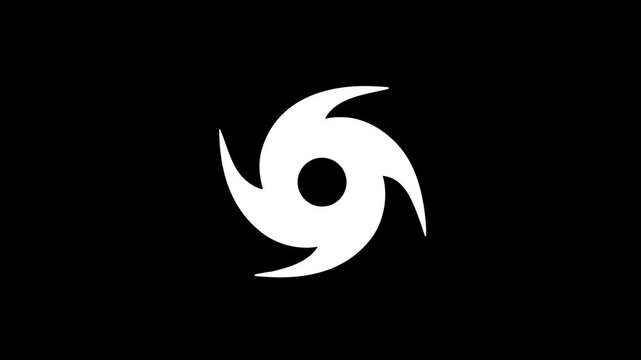 Hurricane Cyclone Icon on Black Background, Tropical Storm Weather Symbol.