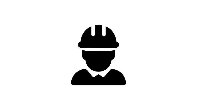 Construction Worker Icon on White Background, Engineer and Industrial Safety Symbol. 