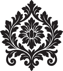 Black floral damask pattern element with vintage royal style design © abdurrahimsofikul