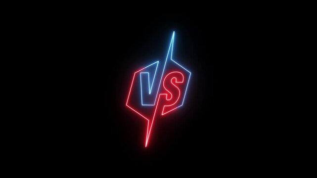 Neon VS Logo Glowing on Black Background.