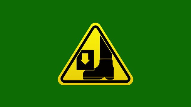 Electrical Hazard Warning Sign with Forklift Symbol on Green Background, Overhead Power Line Safety.