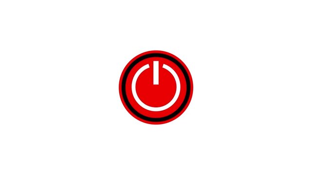 Red power button icon animation isolated on 4 k. video.....