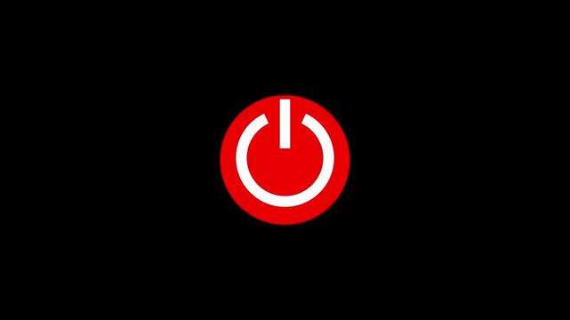Red power button icon animation isolated on 4 k. video.....