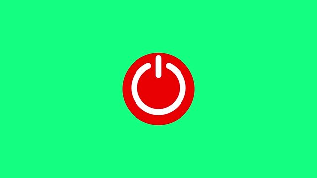 Red power button icon animation isolated on 4 k. video.....