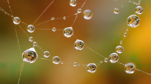 radial. Dew drops in a circular pattern along delicate spider web threads. wildlife magazines, conservation campaigns, designed for wildlife conservation campaigns, supports conservation.
