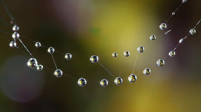 radial. Dew drops in a circular pattern along delicate spider web threads. wildlife magazines, conservation campaigns, designed for wildlife conservation campaigns, supports conservation.
