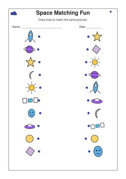 Outer Space Picture Matching Printable Learning Game